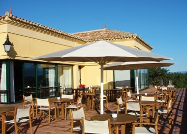 Clubhouse and terrace at Almeanara Golf, Sotogrande, Costa del Sol
